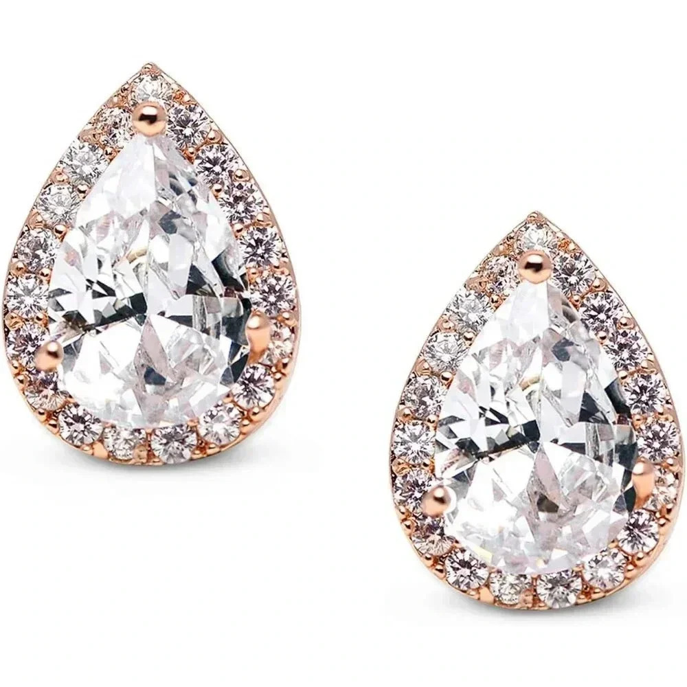 ❤️Women Gold Teardrop Bridal EarringsElegant Cubic Stud Earrings